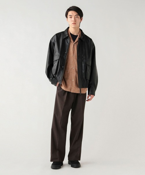 BEAMS HEART（ビームスハート）の「クラシック フェイクレザー ブルゾン【ユニセックス】（ブルゾン・メンズ・ダークブラウン/ブラック・LARGE/SMALL/MEDIUM）」の4枚目の写真