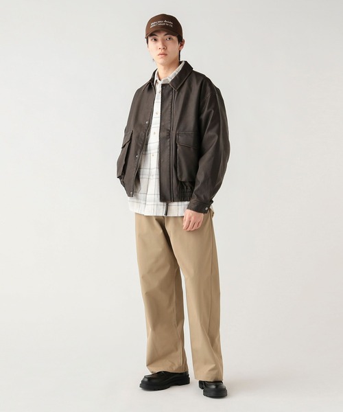 BEAMS HEART（ビームスハート）の「クラシック フェイクレザー ブルゾン【ユニセックス】（ブルゾン・メンズ・ダークブラウン/ブラック・LARGE/SMALL/MEDIUM）」の9枚目の写真