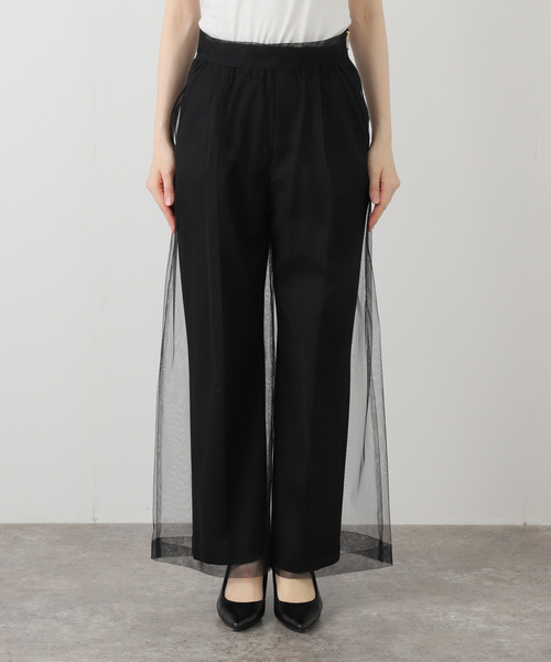 Noble（ノーブル）の「レイヤードチュールパンツ（スラックス・レディース・ベージュ/ブラック・38/36）」の9枚目の写真