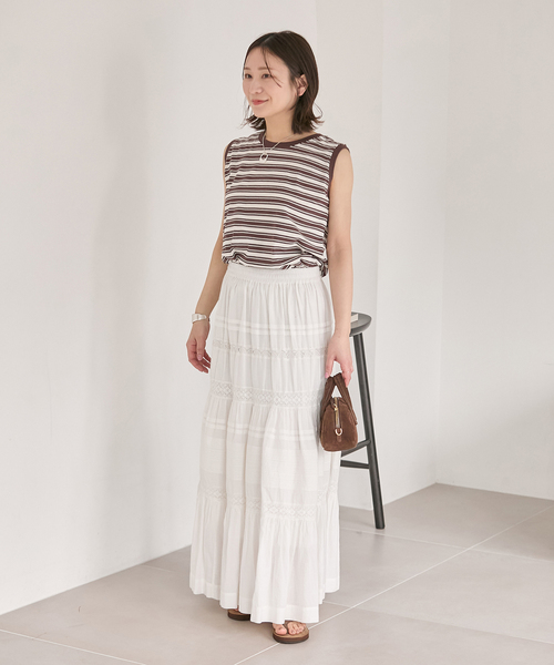 JOURNAL STANDARD（ジャーナルスタンダード）の「インドボイルレースティアードスカート（スカート・レディース・ブラック/ホワイト・FREE）」の18枚目の写真