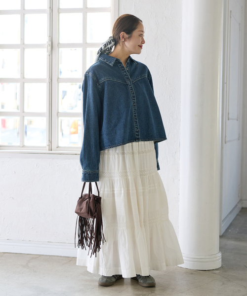 JOURNAL STANDARD（ジャーナルスタンダード）の「インドボイルレースティアードスカート（スカート・レディース・ブラック/ホワイト・FREE）」の19枚目の写真