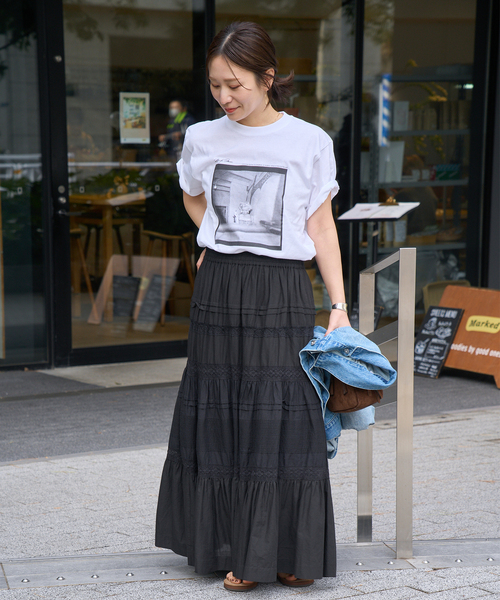 JOURNAL STANDARD（ジャーナルスタンダード）の「インドボイルレースティアードスカート（スカート・レディース・ブラック/ホワイト・FREE）」の21枚目の写真