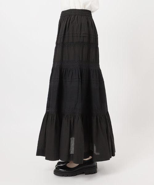 JOURNAL STANDARD（ジャーナルスタンダード）の「インドボイルレースティアードスカート（スカート・レディース・ブラック/ホワイト・FREE）」の5枚目の写真