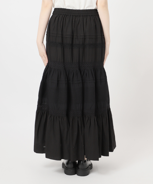 JOURNAL STANDARD（ジャーナルスタンダード）の「インドボイルレースティアードスカート（スカート・レディース・ブラック/ホワイト・FREE）」の6枚目の写真