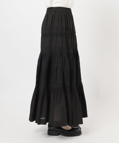 JOURNAL STANDARD（ジャーナルスタンダード）の「インドボイルレースティアードスカート（スカート・レディース・ブラック/ホワイト・FREE）」の7枚目の写真