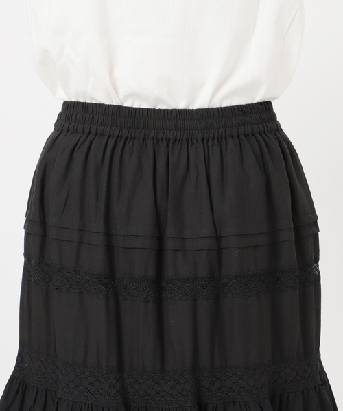 JOURNAL STANDARD（ジャーナルスタンダード）の「インドボイルレースティアードスカート（スカート・レディース・ブラック/ホワイト・FREE）」の8枚目の写真