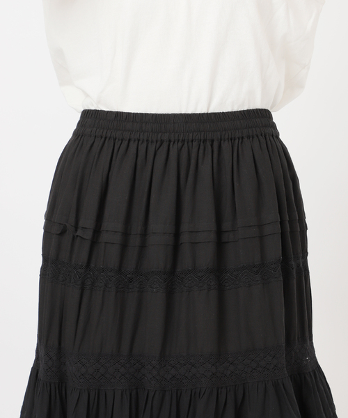 JOURNAL STANDARD（ジャーナルスタンダード）の「インドボイルレースティアードスカート（スカート・レディース・ブラック/ホワイト・FREE）」の9枚目の写真