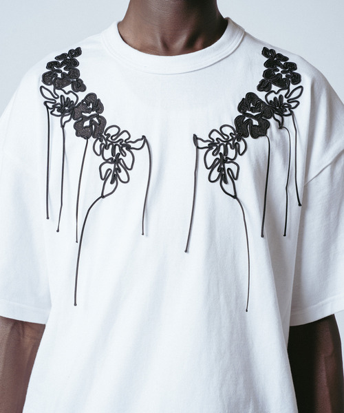 yoshiokubo ヨシオクボ / CORD FLOWER S/S T コードフラワー刺繍T