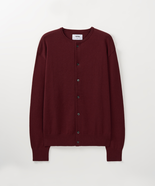カットオフラウンドネックカーディガン (RED)