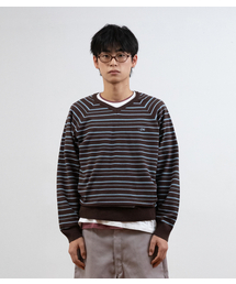 NICE GHOST CLUB（ナイスゴーストクラブ）の「MULTI STRIPE 3STAR V NECK KNIT_BROWN(NG2GSUM600A)（ニット/セーター）」