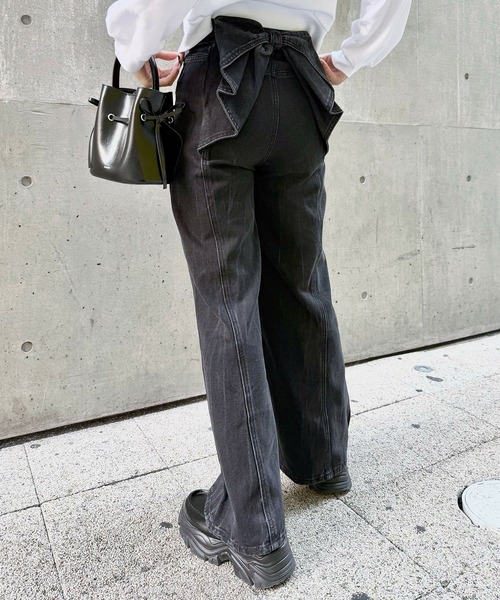 Narcissus（ナルシス）の「バックリボンデニム（デニムパンツ・レディース・ブラック/ホワイト・FREE）」の6枚目の写真