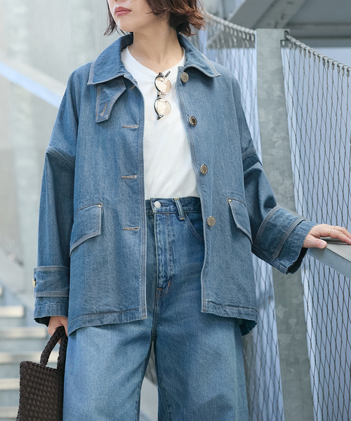 journal standard L'essage(ジャーナルスタンダードレサージュ)の「【MACKINTOSH/マッキントッシュ】別注 HUMBIE DENIM JACKET MB:コート2(ステンカラーコート・レディース・ブルー系その他・6/8/10)」の8枚目の写真