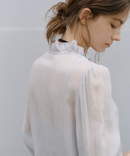 tageechita（タジチタ）の「【tageechita】フリルネック シフォン シアーブラウス（シャツ/ブラウス・レディース・アイボリー/ライトグレー・L/M/S）」の11枚目の写真