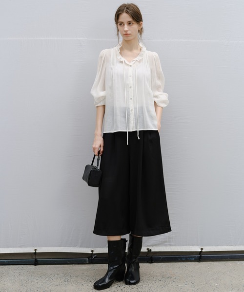 tageechita（タジチタ）の「【tageechita】フリルネック シフォン シアーブラウス（シャツ/ブラウス・レディース・アイボリー/ライトグレー・L/M/S）」の14枚目の写真