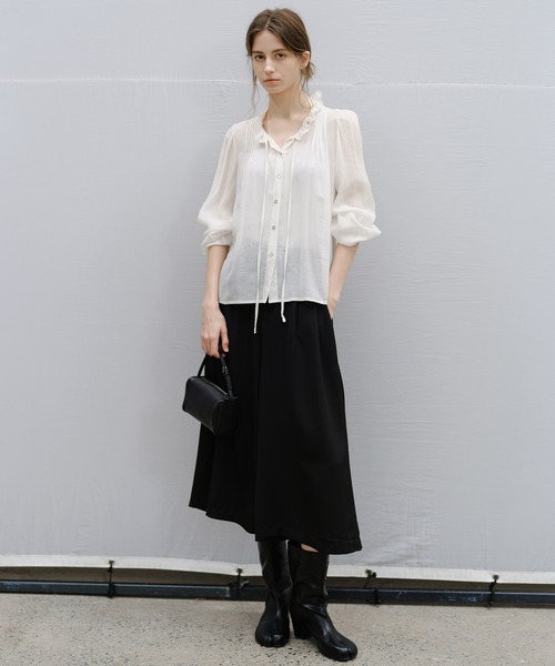 tageechita（タジチタ）の「【tageechita】フリルネック シフォン シアーブラウス（シャツ/ブラウス・レディース・アイボリー/ライトグレー・L/M/S）」の19枚目の写真