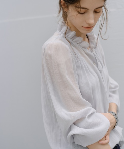 tageechita（タジチタ）の「【tageechita】フリルネック シフォン シアーブラウス（シャツ/ブラウス・レディース・アイボリー/ライトグレー・L/M/S）」の21枚目の写真