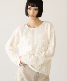 LOWRYS FARM | ジャガードフリルＬＳ 646664(Tシャツ/カットソー)