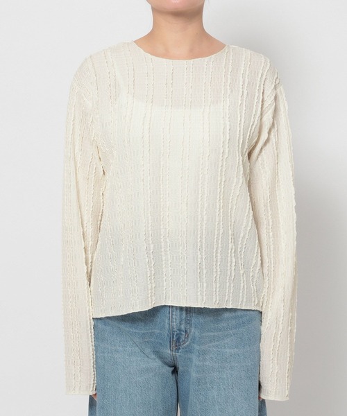 LOWRYS FARM（ローリーズファーム）の「ジャガードフリルＬＳ 646664（Tシャツ/カットソー・レディース・グレー/アイボリー・FREE）」の14枚目の写真