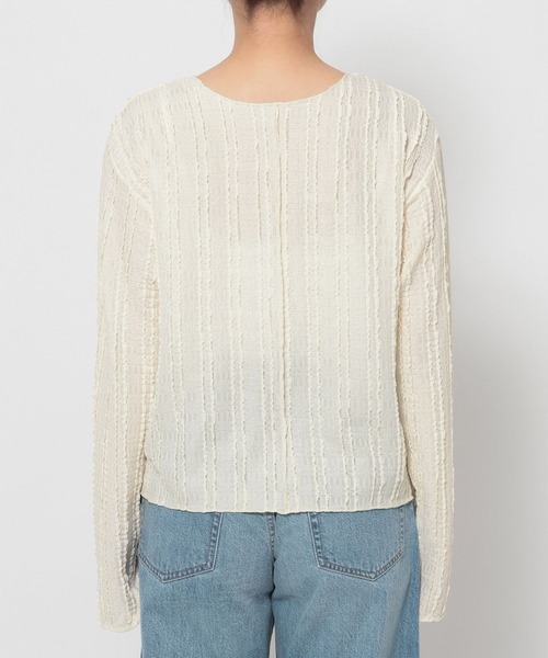 LOWRYS FARM（ローリーズファーム）の「ジャガードフリルＬＳ 646664（Tシャツ/カットソー・レディース・グレー/アイボリー・FREE）」の12枚目の写真