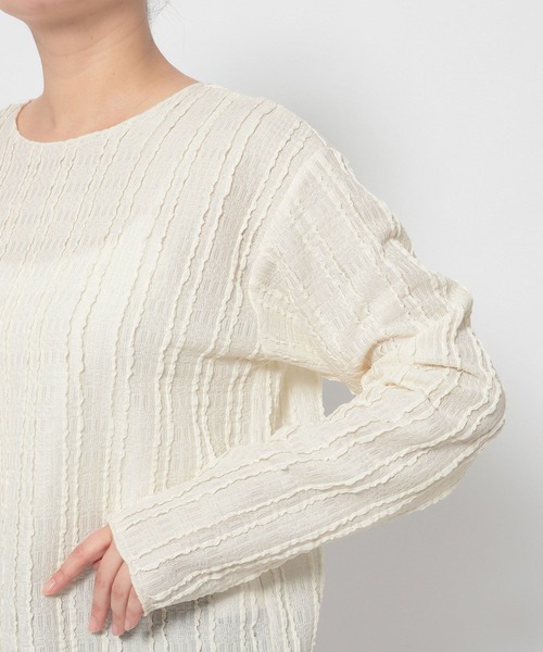 LOWRYS FARM（ローリーズファーム）の「ジャガードフリルＬＳ 646664（Tシャツ/カットソー・レディース・グレー/アイボリー・FREE）」の10枚目の写真