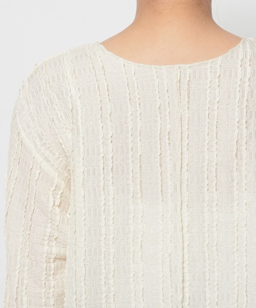 LOWRYS FARM（ローリーズファーム）の「ジャガードフリルＬＳ 646664（Tシャツ/カットソー・レディース・グレー/アイボリー・FREE）」の8枚目の写真