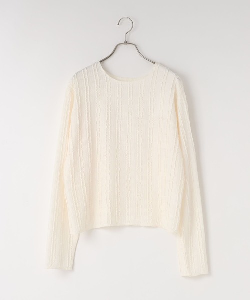 LOWRYS FARM（ローリーズファーム）の「ジャガードフリルＬＳ 646664（Tシャツ/カットソー・レディース・グレー/アイボリー・FREE）」の16枚目の写真