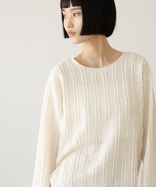 LOWRYS FARM（ローリーズファーム）の「ジャガードフリルＬＳ 646664（Tシャツ/カットソー・レディース・グレー/アイボリー・FREE）」の15枚目の写真