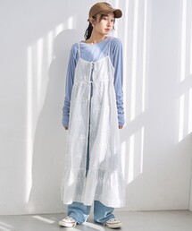 coen | 3Dフラワー刺繍 キャミワンピース(ドット柄)(ワンピース)