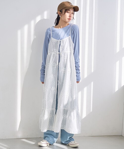 coen(コーエン)の「3Dフラワー刺繍 キャミワンピース(ドット柄)(ワンピース・レディース・その他1・FREE)」の1枚目の写真