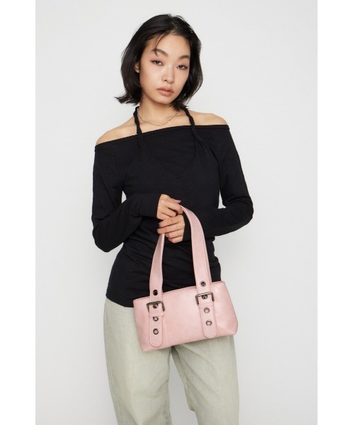 LAGUA GEM（ラグアジェム）の「BELTED COMPACT バッグ（ショルダーバッグ・レディース・ライトピンク/キャメル・FREE）」の8枚目の写真