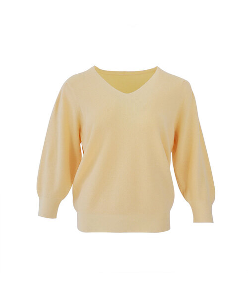 VASCARA(バスカラ)の「Drop Puff V Neck Capri Knitwear (5colors)(ニット/セーター・レディース・クリーム/ライトイエロー/ブラック/ライトピンク/カーキ・FREE)」の4枚目の写真