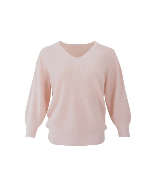 VASCARA(バスカラ)の「Drop Puff V Neck Capri Knitwear (5colors)(ニット/セーター・レディース・クリーム/ライトイエロー/ブラック/ライトピンク/カーキ・FREE)」の8枚目の写真