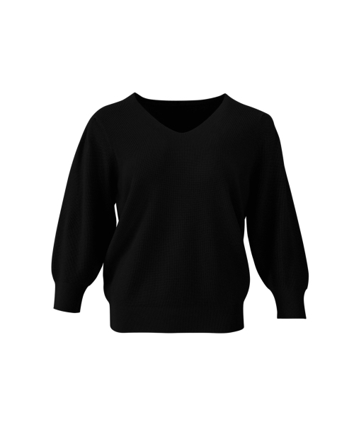 VASCARA(バスカラ)の「Drop Puff V Neck Capri Knitwear (5colors)(ニット/セーター・レディース・クリーム/ライトイエロー/ブラック/ライトピンク/カーキ・FREE)」の9枚目の写真