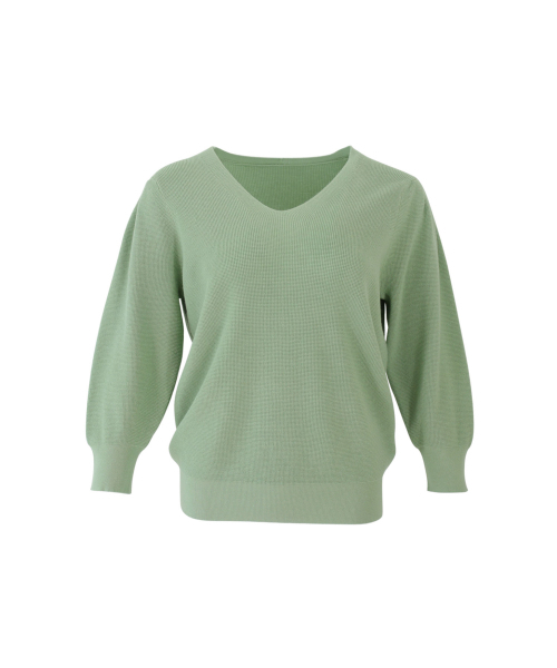 VASCARA(バスカラ)の「Drop Puff V Neck Capri Knitwear (5colors)(ニット/セーター・レディース・クリーム/ライトイエロー/ブラック/ライトピンク/カーキ・FREE)」の10枚目の写真