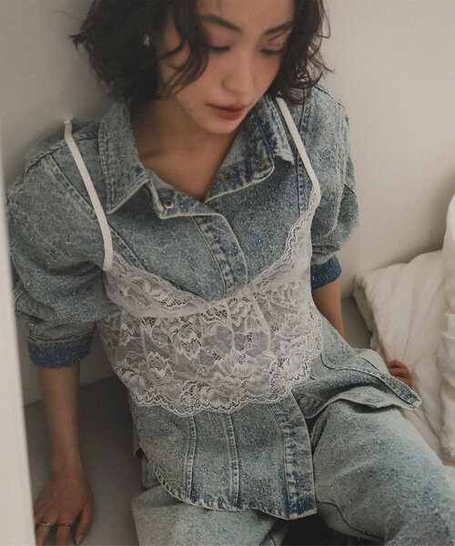 KOBE LETTUCE(コウベレタス)の「ブークレーデニムシャツジャケット(デニムジャケット・レディース・ブルー/ライトブルー・M)」の1枚目の写真