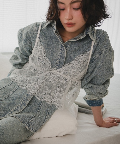 KOBE LETTUCE(コウベレタス)の「ブークレーデニムシャツジャケット(デニムジャケット・レディース・ブルー/ライトブルー・M)」の4枚目の写真