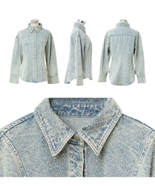 KOBE LETTUCE(コウベレタス)の「ブークレーデニムシャツジャケット(デニムジャケット・レディース・ブルー/ライトブルー・M)」の9枚目の写真