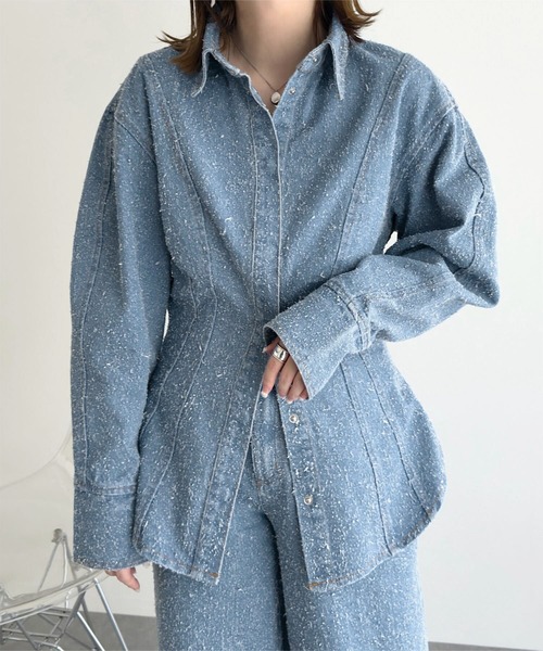 KOBE LETTUCE(コウベレタス)の「ブークレーデニムシャツジャケット(デニムジャケット・レディース・ブルー/ライトブルー・M)」の7枚目の写真