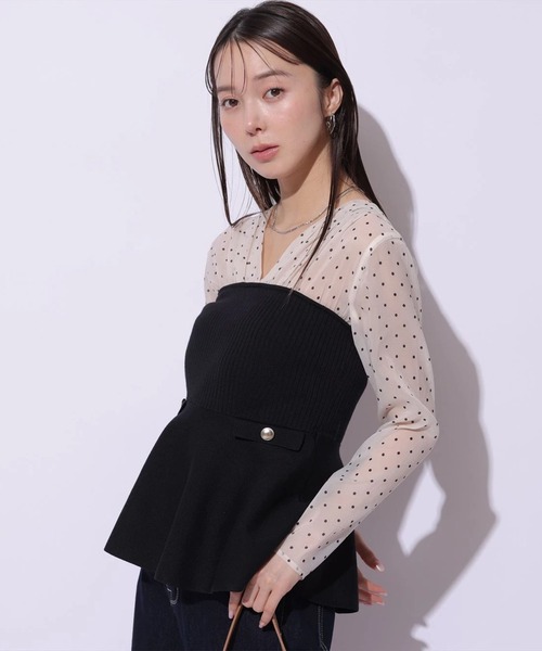 Mystrada(マイストラーダ)の「ペプラムドッキングニット(ニット/セーター・レディース・ドット/キャメル・38/36)」の18枚目の写真