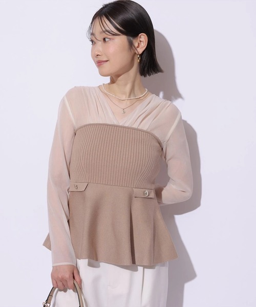 Mystrada(マイストラーダ)の「ペプラムドッキングニット(ニット/セーター・レディース・ドット/キャメル・38/36)」の19枚目の写真