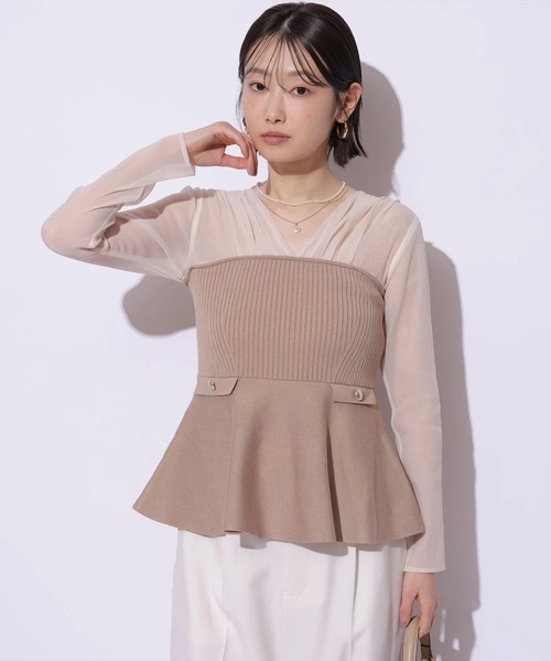 Mystrada(マイストラーダ)の「ペプラムドッキングニット(ニット/セーター・レディース・ドット/キャメル・38/36)」の20枚目の写真