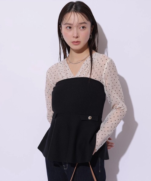 Mystrada(マイストラーダ)の「ペプラムドッキングニット(ニット/セーター・レディース・ドット/キャメル・38/36)」の3枚目の写真