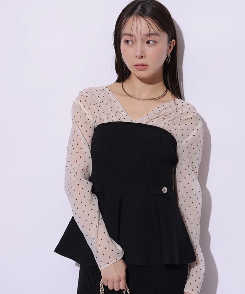 Mystrada(マイストラーダ)の「ペプラムドッキングニット(ニット/セーター・レディース・ドット/キャメル・38/36)」の5枚目の写真