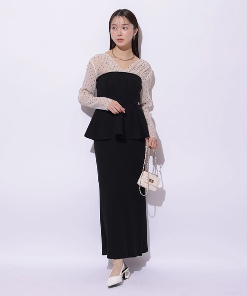 Mystrada(マイストラーダ)の「ペプラムドッキングニット(ニット/セーター・レディース・ドット/キャメル・38/36)」の6枚目の写真