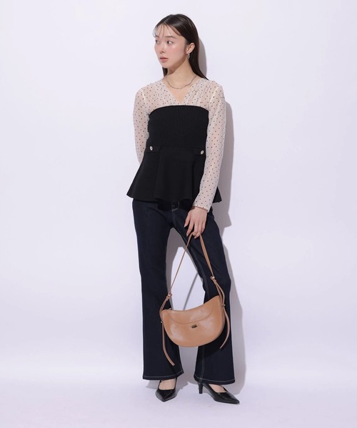 Mystrada(マイストラーダ)の「ペプラムドッキングニット(ニット/セーター・レディース・ドット/キャメル・38/36)」の9枚目の写真