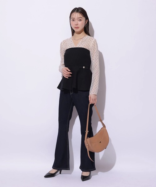 Mystrada(マイストラーダ)の「ペプラムドッキングニット(ニット/セーター・レディース・ドット/キャメル・38/36)」の10枚目の写真