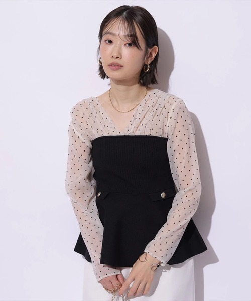 Mystrada(マイストラーダ)の「ペプラムドッキングニット(ニット/セーター・レディース・ドット/キャメル・38/36)」の11枚目の写真