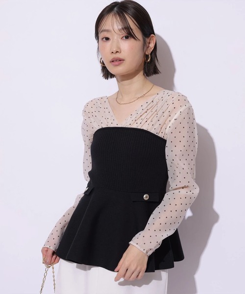 Mystrada(マイストラーダ)の「ペプラムドッキングニット(ニット/セーター・レディース・ドット/キャメル・38/36)」の12枚目の写真