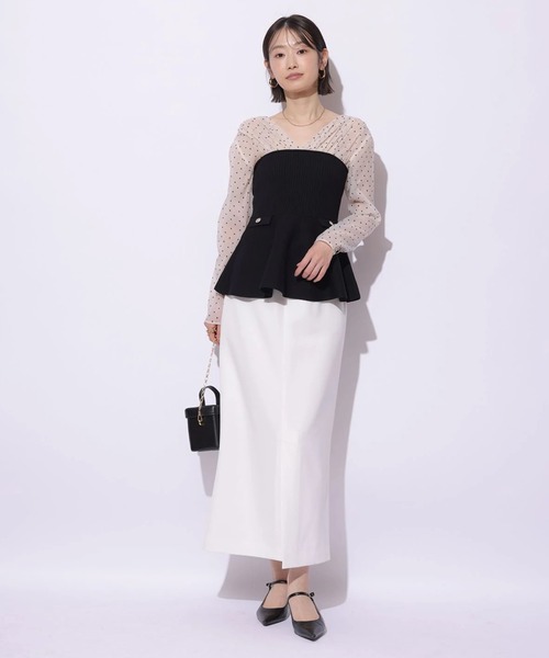 Mystrada(マイストラーダ)の「ペプラムドッキングニット(ニット/セーター・レディース・ドット/キャメル・38/36)」の13枚目の写真