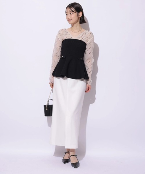 Mystrada(マイストラーダ)の「ペプラムドッキングニット(ニット/セーター・レディース・ドット/キャメル・38/36)」の15枚目の写真